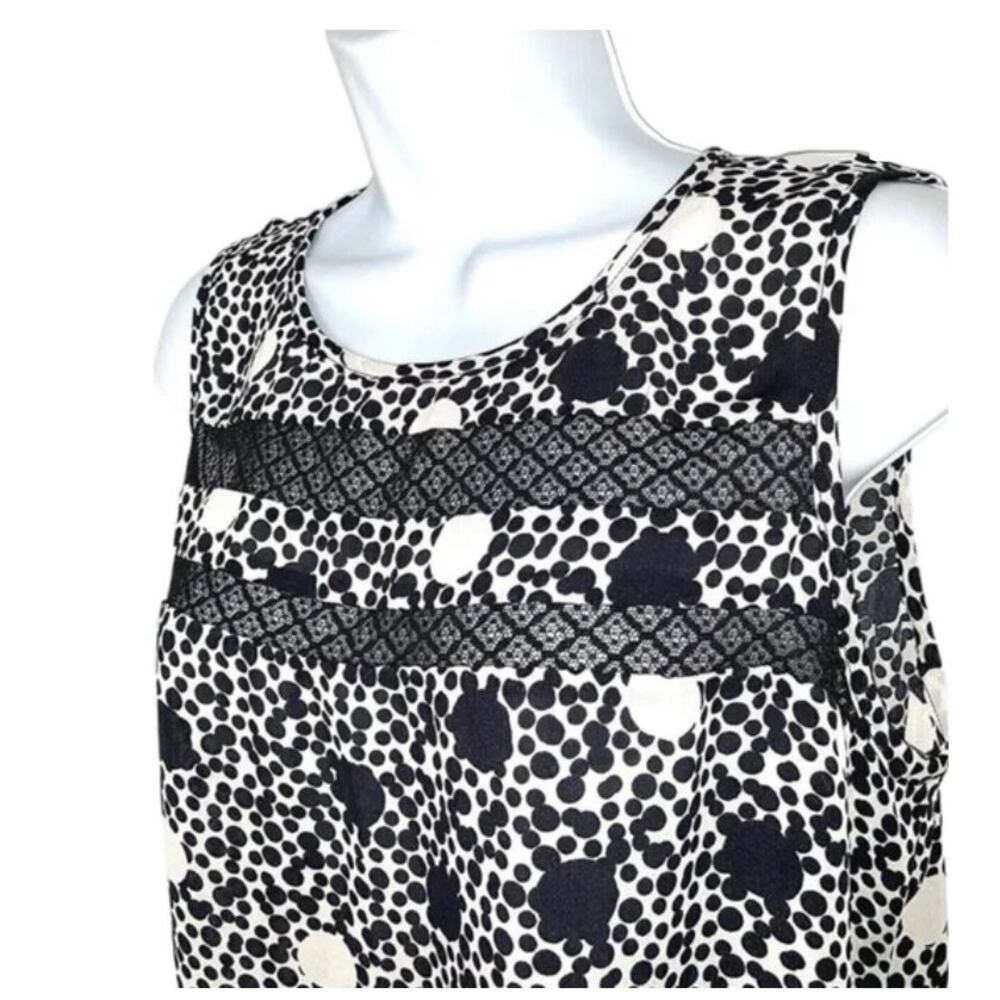 CAbi 3079 Black & White Polka Dot Sheer Lace Trim Sleeveless Blouse Women Sz S - Picture 7 of 11